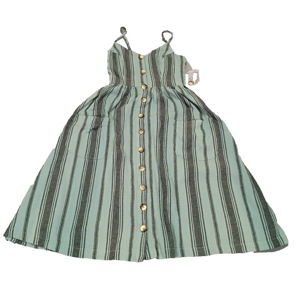 Rip Curl Classic Surf Dress Women Size S Stripe‎ Button Up Strappy Texture Beach - Picture 1 of 9